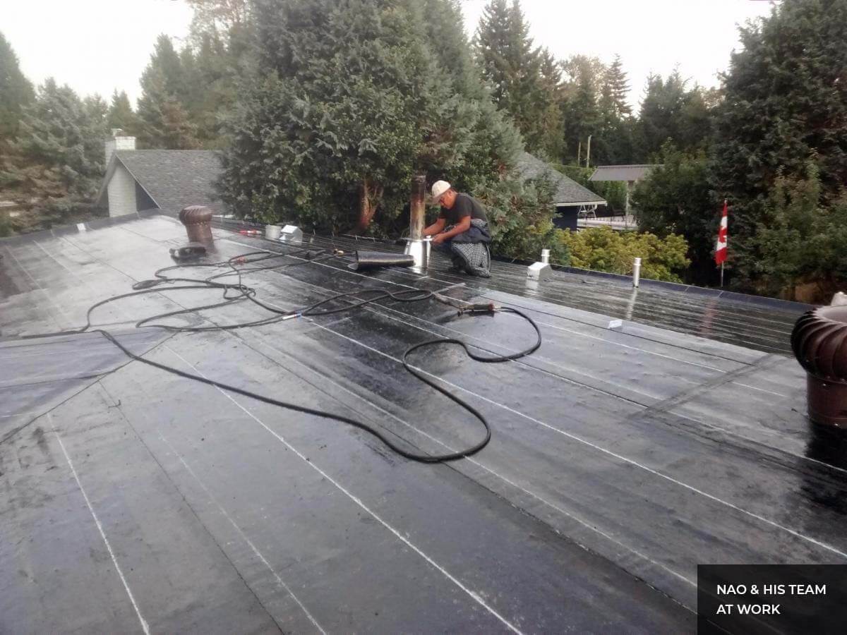 Torch down membrane going on to a flat roof
