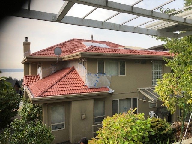 Concrete tile roof on a two storey home